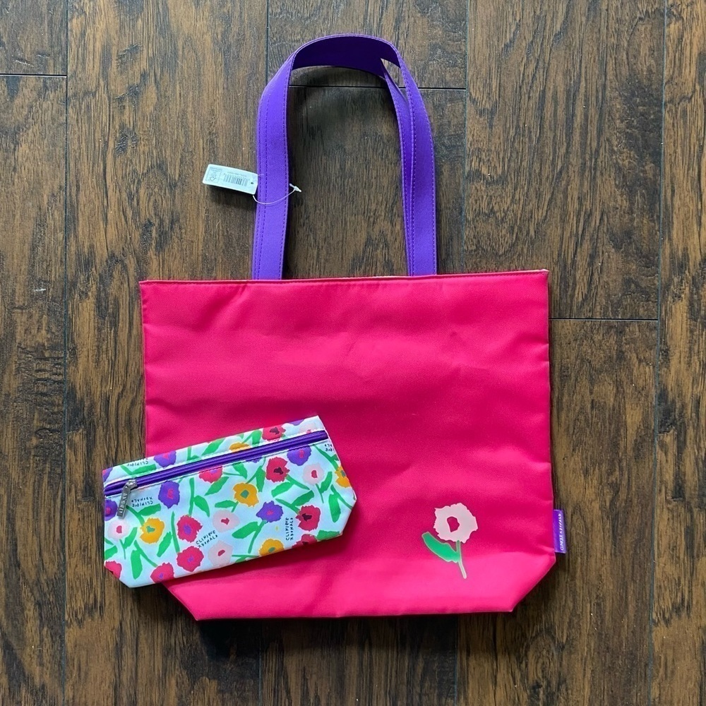 Clinique x Donald Robertson Limited Edition Tote and Makeup Bag Floral